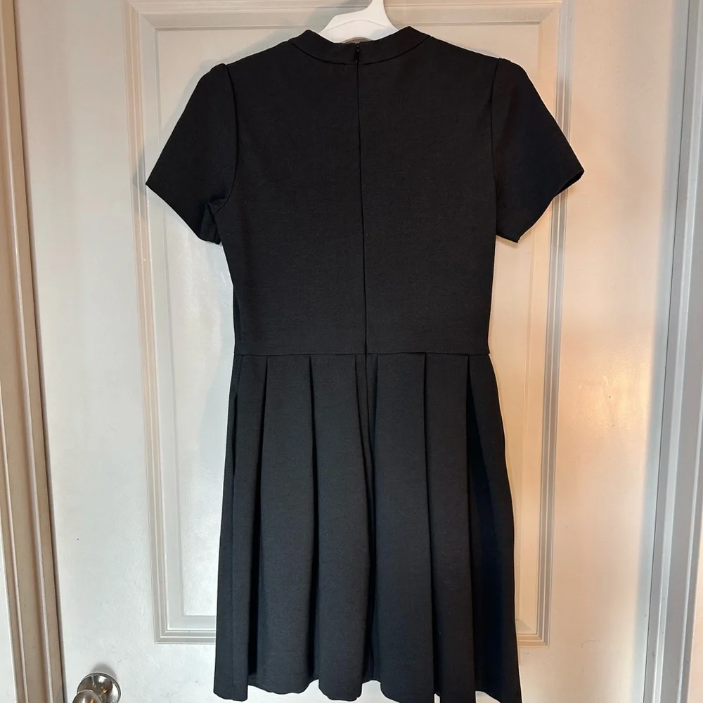 Hutch Grey Pleated Ponte Knit Fit & Flare Puff Sleeves & Pockets, Size 8 - Picture 2 of 10